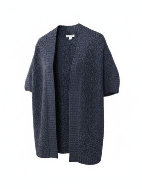 St. John's Bay Short-Sleeve Open-Front Cardigan in Navy Large
